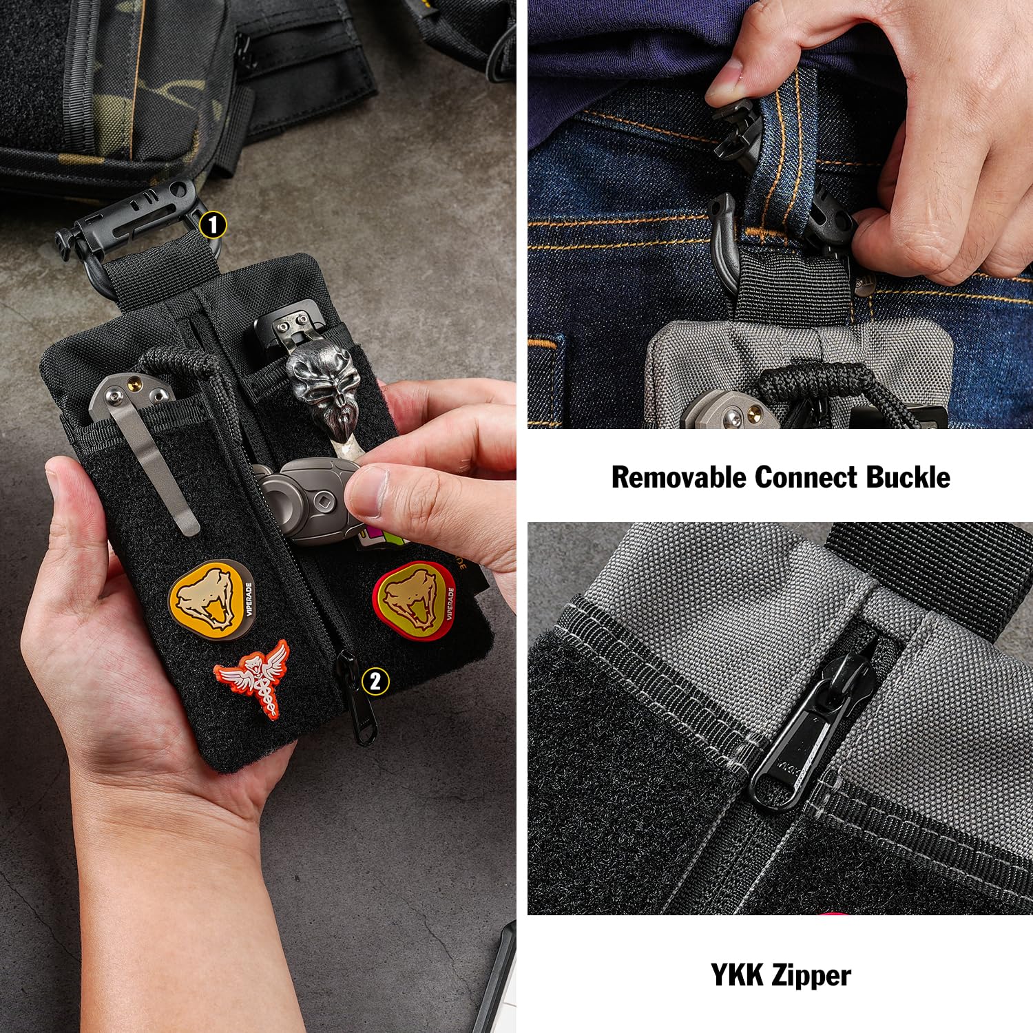 Amazon.co.jp: VIPERADE VE24 EDCポーチ, DIYパッチエリア付きミニマ